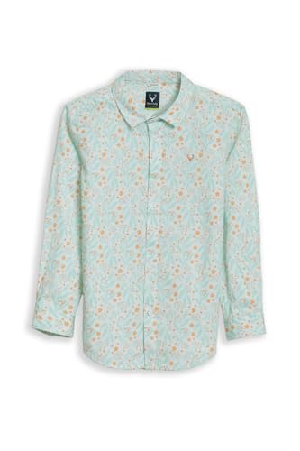 Boys Light Green Print Casual Shirt