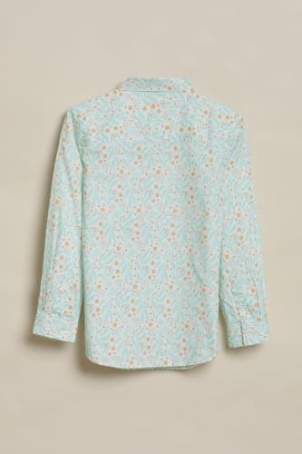 Boys Light Green Print Casual Shirt
