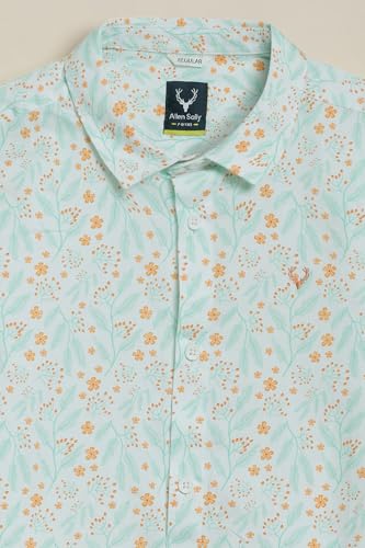 Boys Light Green Print Casual Shirt