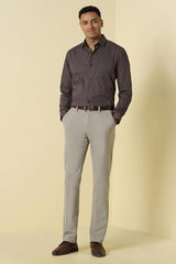 Men Brown Print Full Sleeves Formal Shirt