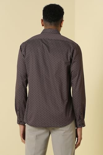 Men Brown Print Full Sleeves Formal Shirt