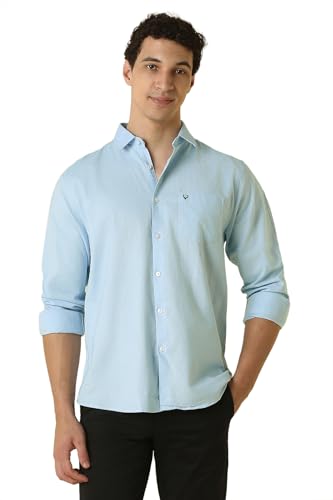 Men Light Blue Classic Fit Solid Full Sleeves Casual Shirt