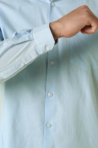 Men Light Blue Classic Fit Solid Full Sleeves Casual Shirt