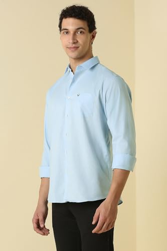Men Light Blue Classic Fit Solid Full Sleeves Casual Shirt