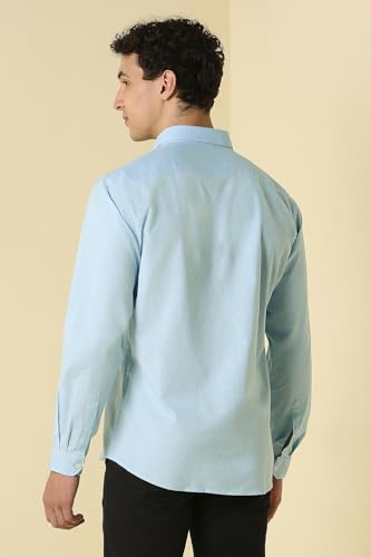 Men Light Blue Classic Fit Solid Full Sleeves Casual Shirt