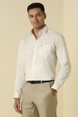 Men Beige Print Full Sleeves Formal Shirt