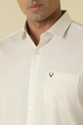 Men Beige Print Full Sleeves Formal Shirt
