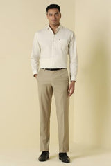 Men Beige Print Full Sleeves Formal Shirt