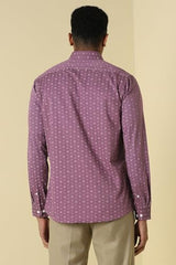 Men Pink Print Full Sleeves Formal Shirt