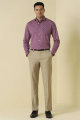 Men Pink Print Full Sleeves Formal Shirt