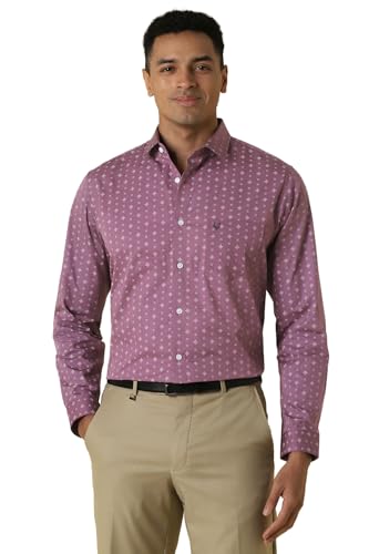 Men Pink Print Full Sleeves Formal Shirt