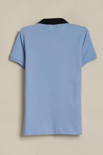 Boys Light Blue Stripe Polo Neck T-Shirt