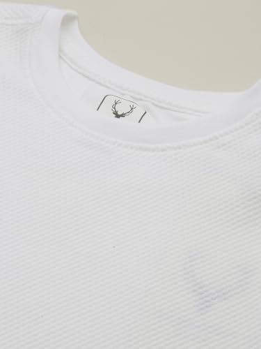 Boys White Textured Crew Neck T-Shirt