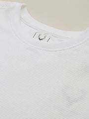 Boys White Textured Crew Neck T-Shirt