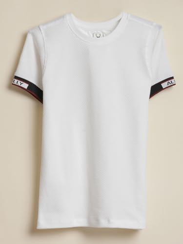 Boys White Textured Crew Neck T-Shirt
