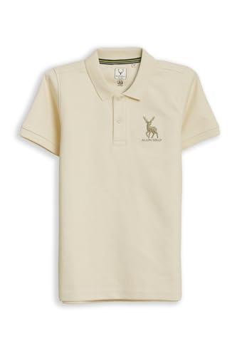 Allen Solly Boys Cream Textured Polo Neck T-Shirt
