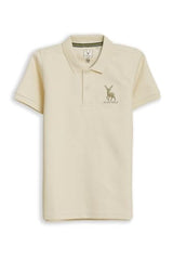 Allen Solly Boys Cream Textured Polo Neck T-Shirt