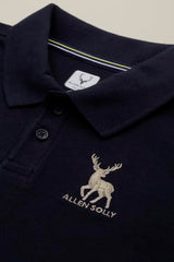 Boys Navy Embroidered Polo Neck T-Shirt
