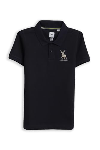 Boys Navy Embroidered Polo Neck T-Shirt