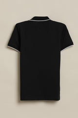Allen Solly Boys Black Embroidered Polo Neck T-Shirt