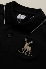 Allen Solly Boys Black Embroidered Polo Neck T-Shirt