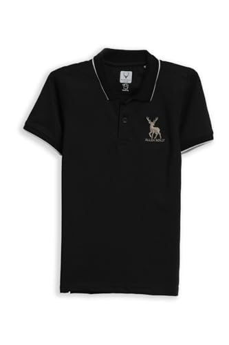 Allen Solly Boys Black Embroidered Polo Neck T-Shirt
