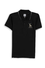 Allen Solly Boys Black Embroidered Polo Neck T-Shirt