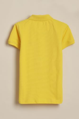 Boys Yellow Textured Polo Neck T-Shirt