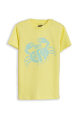 Boys Yellow Graphic Print Crew Neck T-Shirt