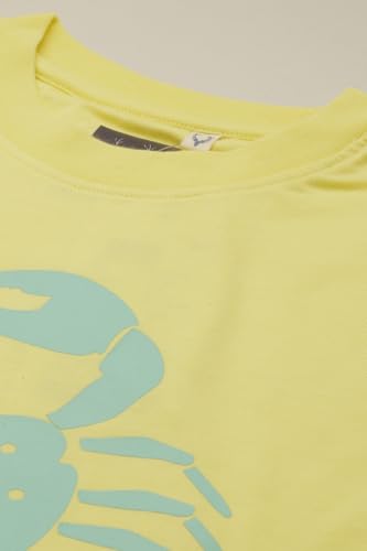 Boys Yellow Graphic Print Crew Neck T-Shirt
