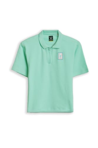 Boys Green Textured Polo Neck T-Shirt
