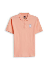Boys Peach Textured Polo Neck T-Shirt