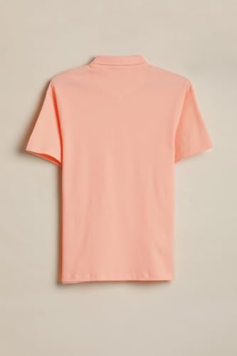 Boys Peach Textured Polo Neck T-Shirt