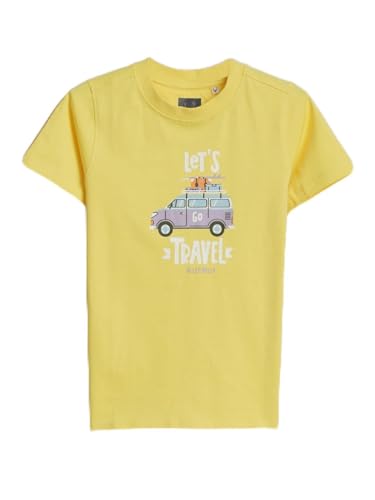 Boys Yellow Graphic Print Crew Neck T-Shirt