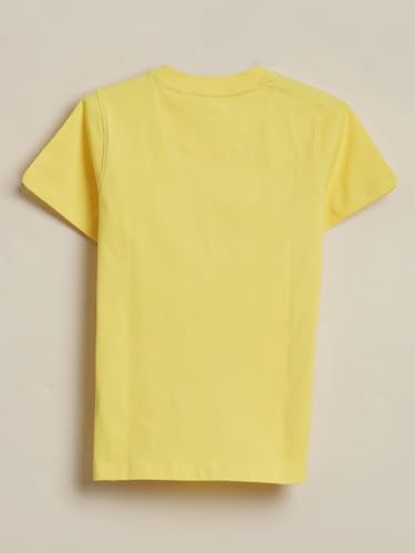 Boys Yellow Graphic Print Crew Neck T-Shirt
