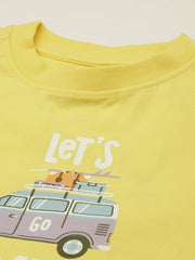 Boys Yellow Graphic Print Crew Neck T-Shirt