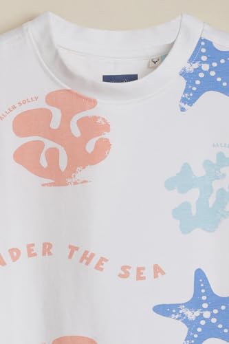 Boys White Print Crew Neck T-Shirt