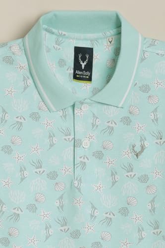 Boys Light Blue Print Polo Neck T-Shirt