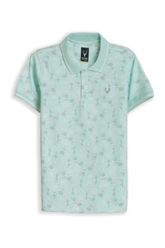 Boys Light Blue Print Polo Neck T-Shirt