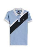 Boys Light Blue Patterned Polo Neck T-Shirt