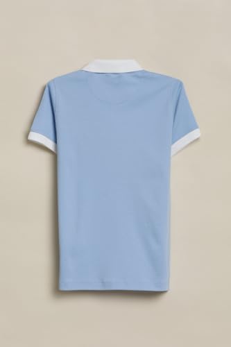Boys Light Blue Patterned Polo Neck T-Shirt
