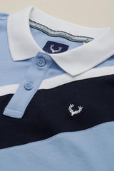 Boys Light Blue Patterned Polo Neck T-Shirt
