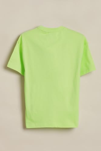Boys Light Green Embroidered Crew Neck T-Shirt