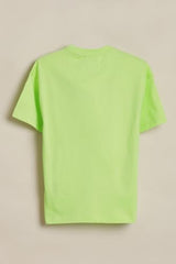 Boys Light Green Embroidered Crew Neck T-Shirt