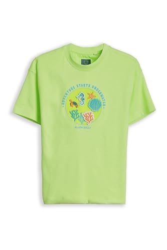 Boys Light Green Embroidered Crew Neck T-Shirt