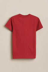 Boys Red Graphic Print Crew Neck T-Shirt