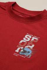 Boys Red Graphic Print Crew Neck T-Shirt