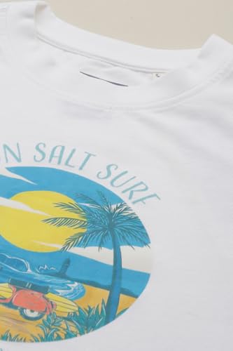 Boys White Graphic Print Crew Neck T-Shirt