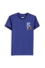 Boys Blue Graphic Print Crew Neck T-Shirt