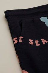 Boys Black Print Shorts